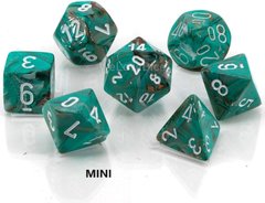 Набор кубиков Chessex Marble Mini-Polyhedral Oxi-Copper/white 7-Die Set фото 1