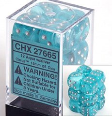 Набір кубиків Chessex Dice Sets Aqua/Silver Cirrus 16mm d6 (12) зображення 1