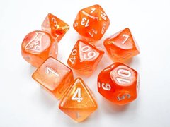 Набор кубиков Chessex Lab Dice 6 Borealis Polyhedral Blood Orange/white Luminary 7-Die Set фото 1
