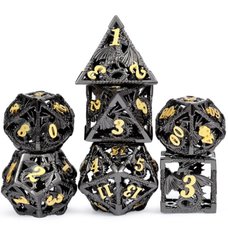 Набор кубиков Dice Habit Hollow Dice Set (7) Dragon Black & Gold фото 1
