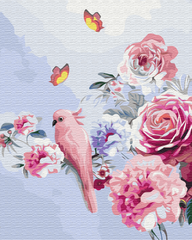 Картина за номерами: Папуга в квітах зображення 1