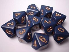 Набор кубиков Chessex Opaque Polyhedral Ten d10 Sets Dusty Blue w/gold фото 1