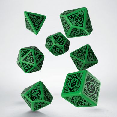 Набір кубиків Q Workshop Celtic 3D Revised Green & black Dice Set зображення 2