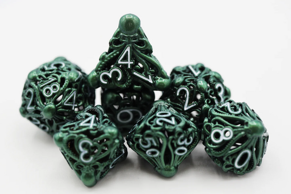 Набір кубиків Green Mind Eater Hollow RPG Metal Dice Set зображення 1