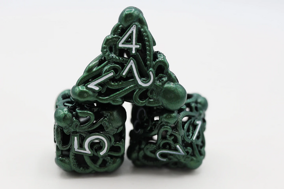 Набір кубиків Green Mind Eater Hollow RPG Metal Dice Set зображення 2