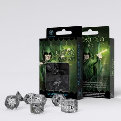 Набор кубиков Q Workshop Elvish Translucent & black Dice Set фото 1