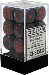 Набір кубиків Chessex Signature 16mm d6 Velvet Black w/red зображення 1