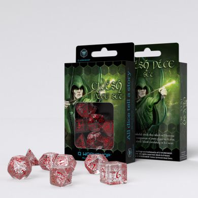 Набор кубиков Q Workshop Elvish Translucent & red Dice Set фото 1
