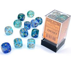 Набір кубиків Chessex Nebula 16mm d6 Oceanic/gold Luminary Dice Block (12 dice) зображення 1