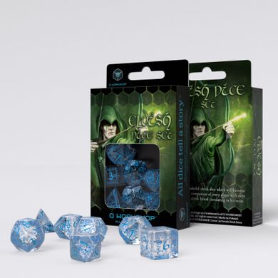 Набір кубиків Q Workshop Elvish Translucent & blue Dice Set зображення 1