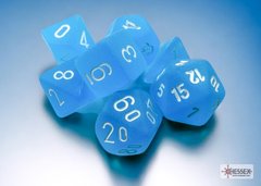 Набор кубиков Chessex Frosted Mini-Polyhedral Caribbean Blue/white 7-Die Set фото 1