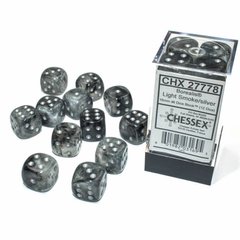 Набор кубиков Chessex Borealis 16mm d6 Light Smoke/silver Luminary Dice Block (12 dice) фото 1