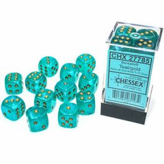 Набір кубиків Chessex Borealis 16mm d6 Teal/gold Luminary Dice Block (12 dice) зображення 1