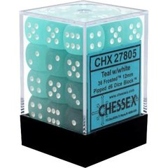 Набір кубиків Chessex Dice Sets Teal/White Frosted 12mm d6 (36) зображення 1