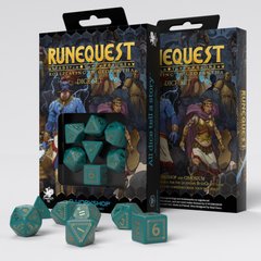 Набор кубиков Q Workshop RuneQuest Turquoise & gold Dice Set фото 1
