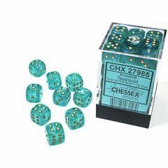 Набір кубиків Chessex Borealis 12mm d6 Teal/gold Luminary Dice Block (36 dice) зображення 1