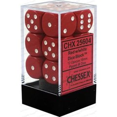 Набір кубиків Chessex Dice Sets Red/White Opaque 16mm d6 (12) зображення 1