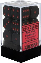 Набор кубиков Chessex Dice Sets Black/Red Opaque 16mm d6 (12) фото 1
