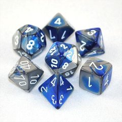 Набір кубиків Chessex Gemini™ Blue-Steel w/white зображення 1