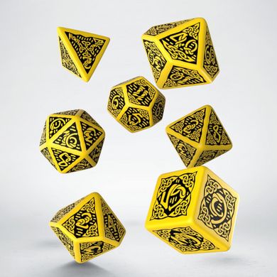Набір кубиків Q Workshop Celtic 3D Revised Yellow & black Dice Set зображення 2