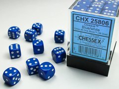Набір кубиків Chessex Dice Sets Blue/White Opaque 12mm d6 (36) зображення 1