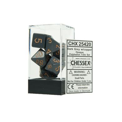 Набір кубиків Chessex Opaque Dark Grey w/copper зображення 2