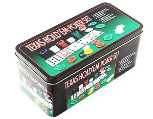 Покерный Набор На 200 Фишек С Номиналом + Сукно (Жестяная Коробка) фото 1