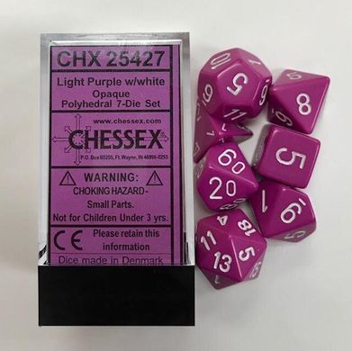 Набор кубиков Chessex Opaque Light Purple w/white фото 2