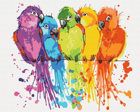 Картина за номерами: Різнокольорові папуги зображення 1