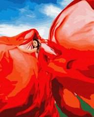 Премиум картина по номерам: Женщина в красном. фото 1