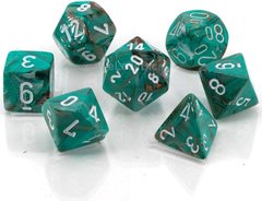 Набор кубиков Chessex Marble Polyhedral Oxi-Copper/white 7-Die set фото 1