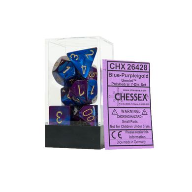 Набір кубиків Chessex Gemini Blue-Purple w/gold зображення 2