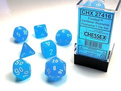 Набір кубиків Chessex RPG Dice Sets Caribbean Blue/White Frosted Polyhedral 7- Die Set зображення 1