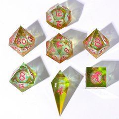 Набір кубиків HYGMHO Sharp Edge Liquid Core Dice Set Mystic Meadow зображення 1