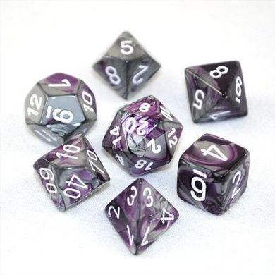 Набір кубиків Chessex Gemini Purple-Steel w/white зображення 1