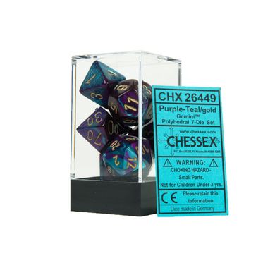 Набір кубиків Chessex Gemini Purple-Teal w/gold зображення 2