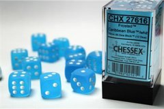 Набір кубиків Chessex Dice Sets Carribean Blue/White Frosted 16mm d6 (12) зображення 1