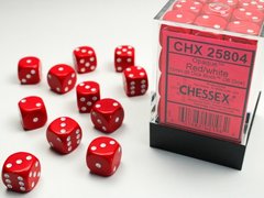 Набір кубиків Chessex Dice Sets Red/White Opaque 12mm d6 (36) зображення 1