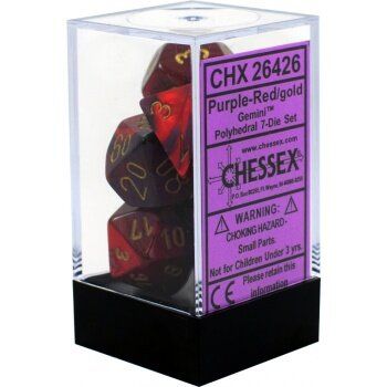 Набор кубиков Chessex Gemini™ Purple-Red w/gold фото 2