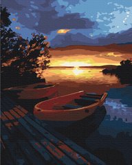 Картина по номерам: Красивый закат на озере фото 1