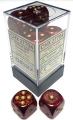 Набор кубиков Chessex Dice Sets Glitter Ruby/Gold 16mm d6 Dice Block (12) фото 1