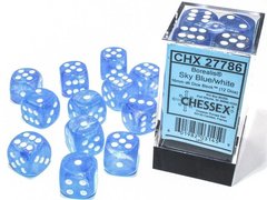 Набір кубиків Chessex Borealis 16mm d6 Sky Blue/white LuminaryDice Block (12) зображення 1
