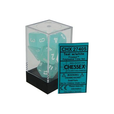 Набір кубиків Chessex Frosted™ Teal w/white зображення 2