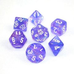 Набір кубиків Chessex Borealis™ Purple w/white зображення 1