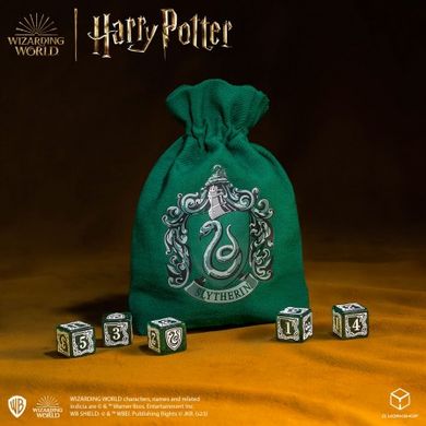 Кубики D6 + Мешочек Q Workshop Harry Potter. Slytherin Dice & Pouch фото 2
