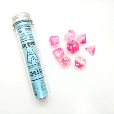 Набор кубиков Chessex Lab Dice 4 Gemini Clear-Pink Luminary 8-Die Set фото 2