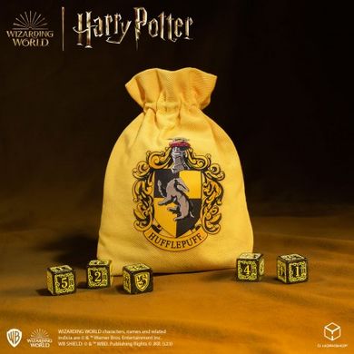 Кубики D6 + Мішочок Q Workshop Harry Potter. Hufflepuff Dice & Pouch зображення 2