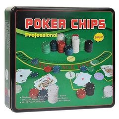 Покерный набор На 500 Фишек С Номиналом + Сукно (Жестяная коробка) фото 1