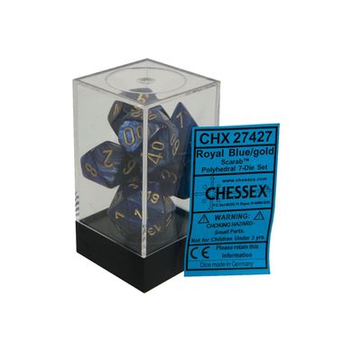 Набір кубиків Chessex Scarab™ Royal Blue w/gold зображення 2
