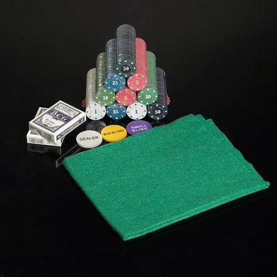 Покерный набор На 500 Фишек С Номиналом + Сукно (Жестяная коробка) фото 2